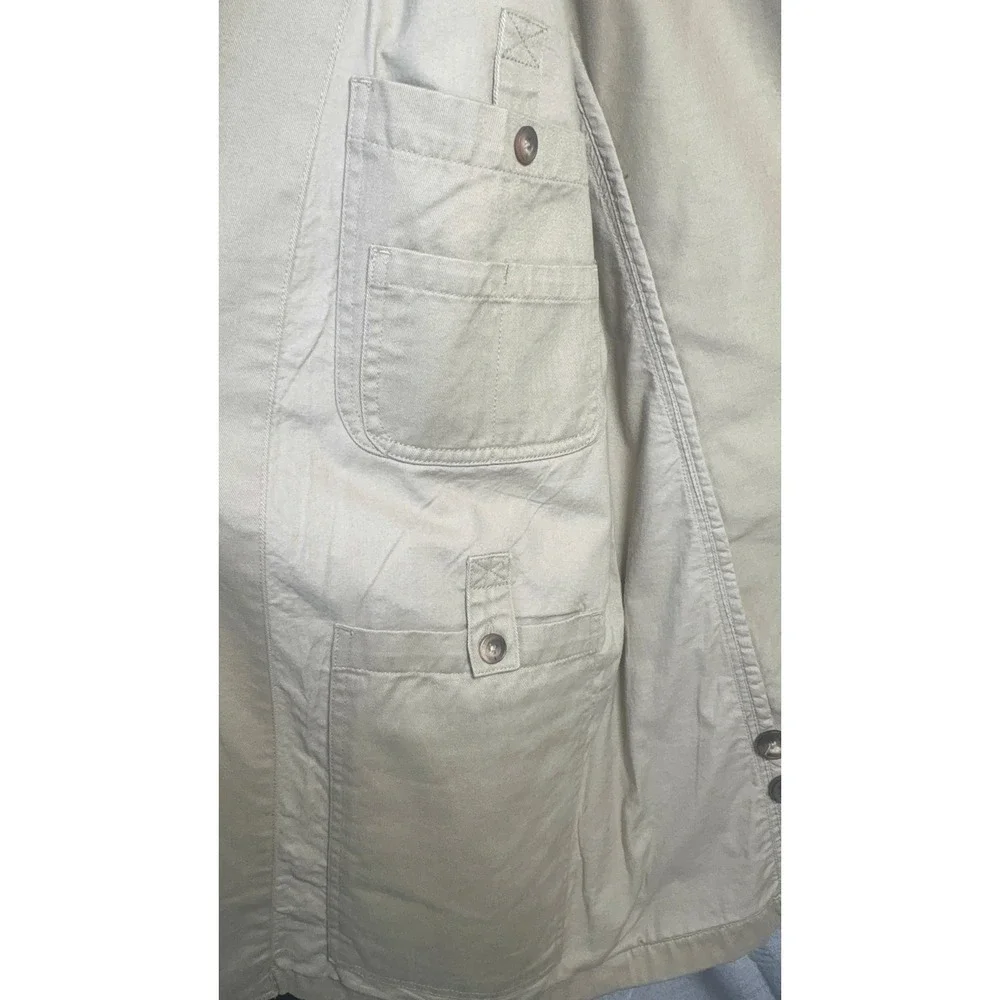 Duluth Trading Co Mens Tan Cotton Canvas Chore Coat Field Jacket Blazer L Tall